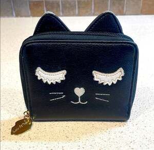 Luv Betsey by Betsey Johnson Black Cat Face Zip Around Bifold Wallet